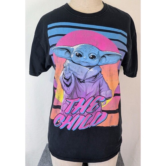 Unbranded Tops - Star Wars The Mandalorian Grogu "The Child" Retro Neon T-Shirt Size Large